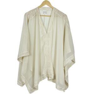 Chico’s easel kimono bell sleeves crochet sheer blouse.